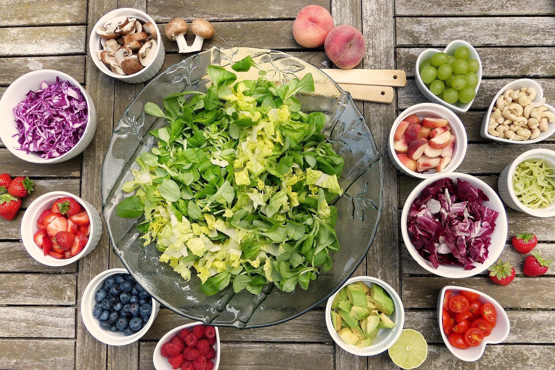 salad and fruit for health foods for healthy life